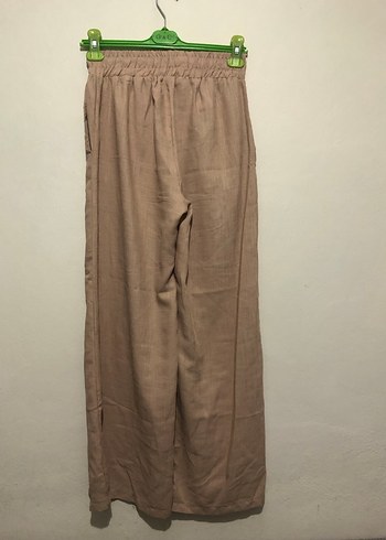 Mango Bej Kadın Keten Salaş Pantolon - Görsel 4