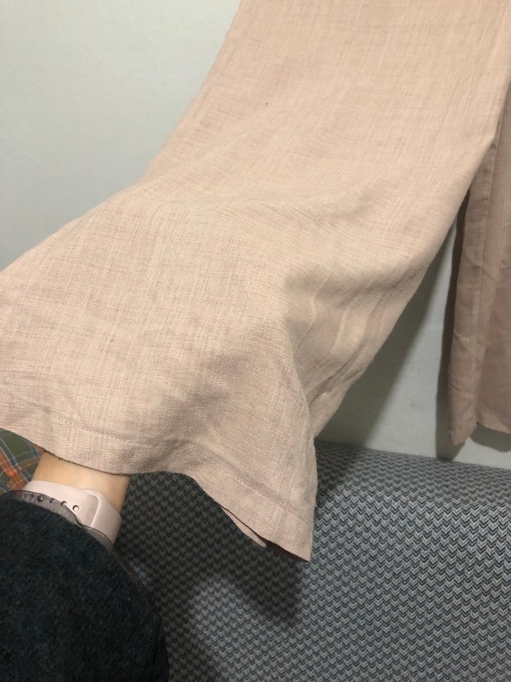 Mango Bej Kadın Keten Salaş Pantolon - Görsel 3