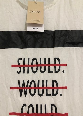 Mango Beyaz Baskılı Erkek Tişört Loose Fit - Görsel 2