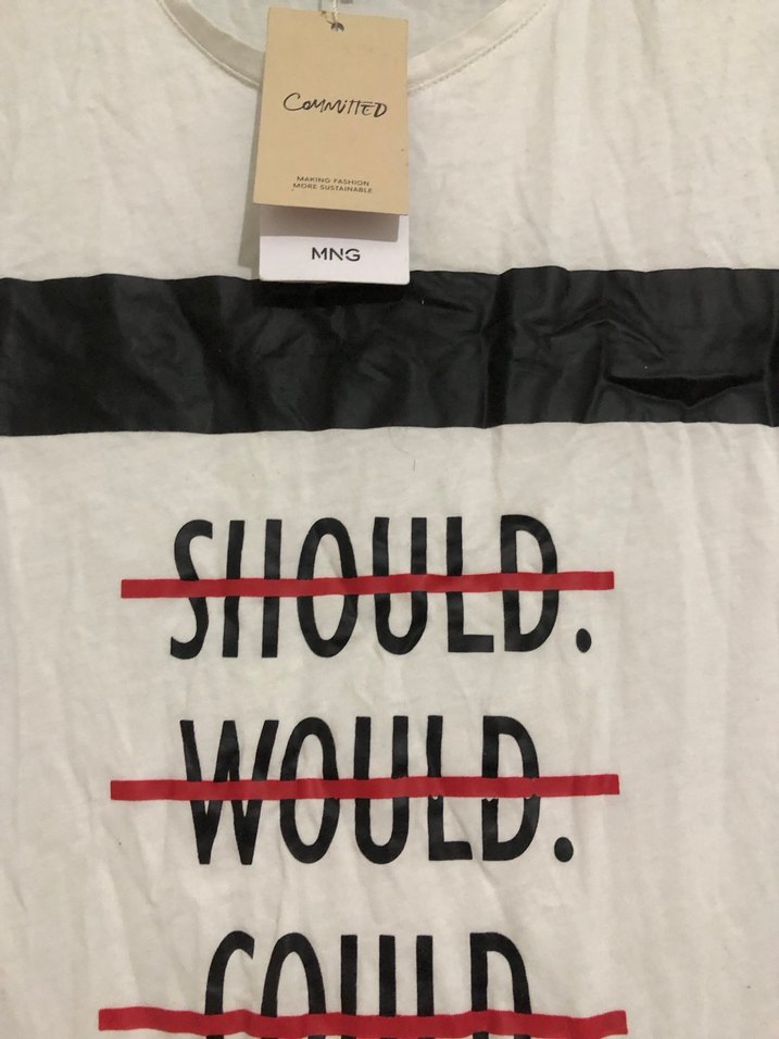 Mango Beyaz Baskılı Erkek Tişört Loose Fit - Görsel 2