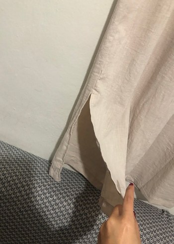 Mango Bej Kadın Keten Rahat Kesim Pantolon - Görsel 3