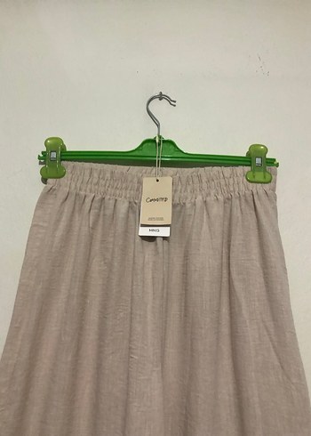 Mango Bej Kadın Keten Rahat Kesim Pantolon - Görsel 2