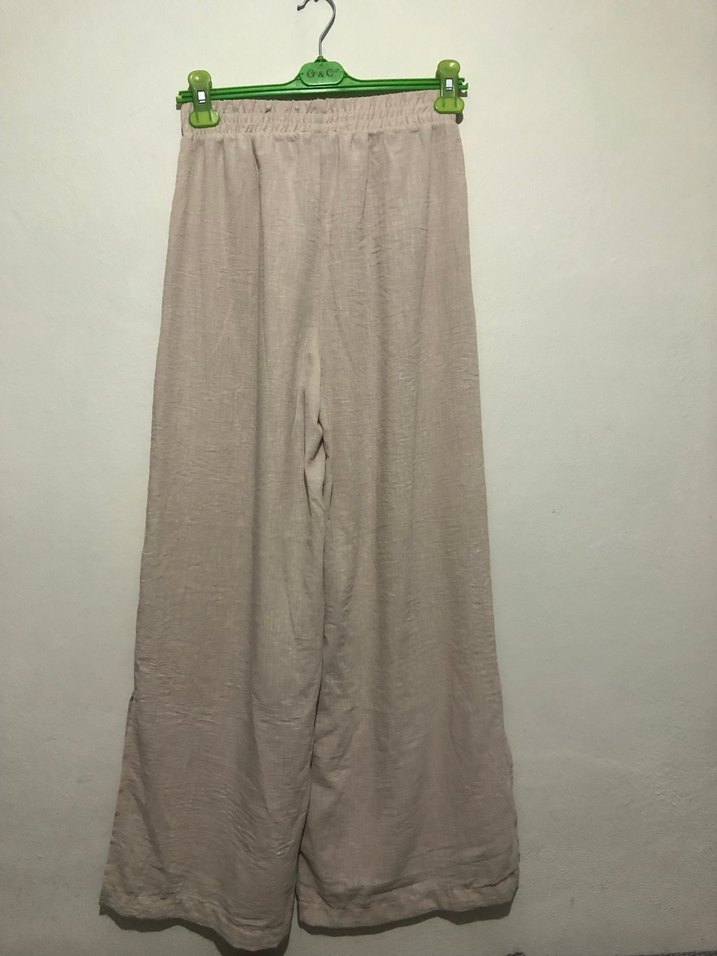 Mango Bej Kadın Keten Rahat Kesim Pantolon - Görsel 4