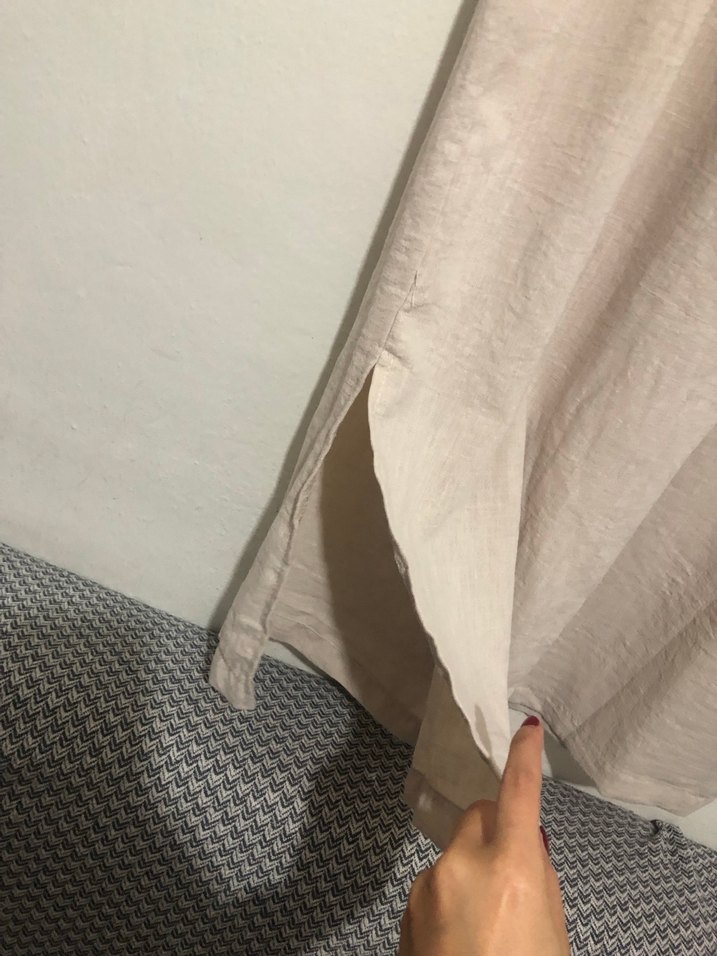 Mango Bej Kadın Keten Rahat Kesim Pantolon - Görsel 3