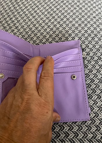Beden mor Renk Mavi Nakışlı Mor Kadın Cüzdanı