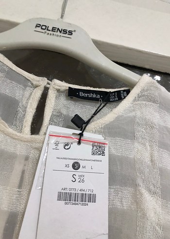 Bershka  Beyaz Keten Pilili Mini Bluz - Görsel 5