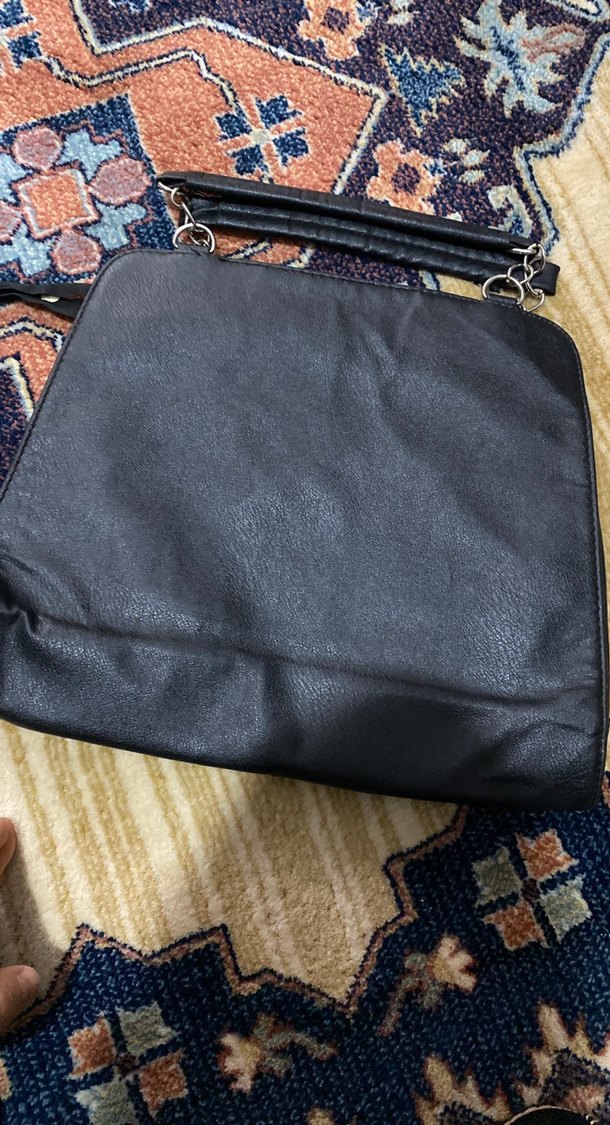 Kadın Siyah Deri Yılan Desenli Fermuarlı Çanta - Görsel 2