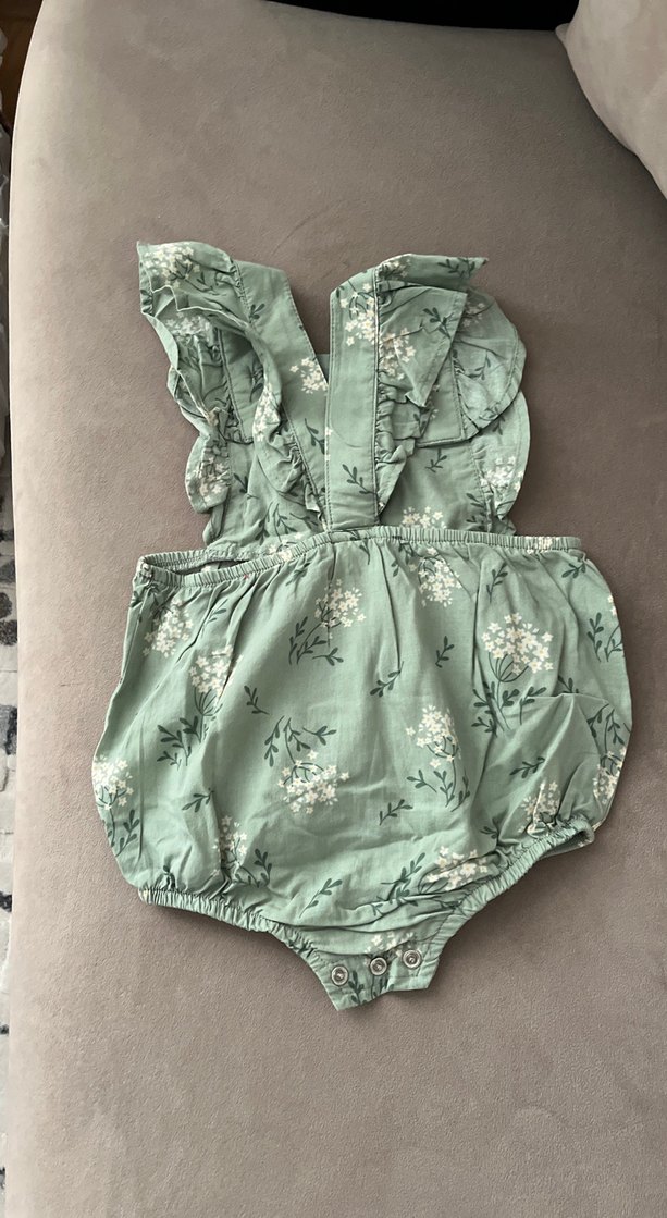 Yeşil Çiçekli Bebek Kız Tulum - Görsel 2