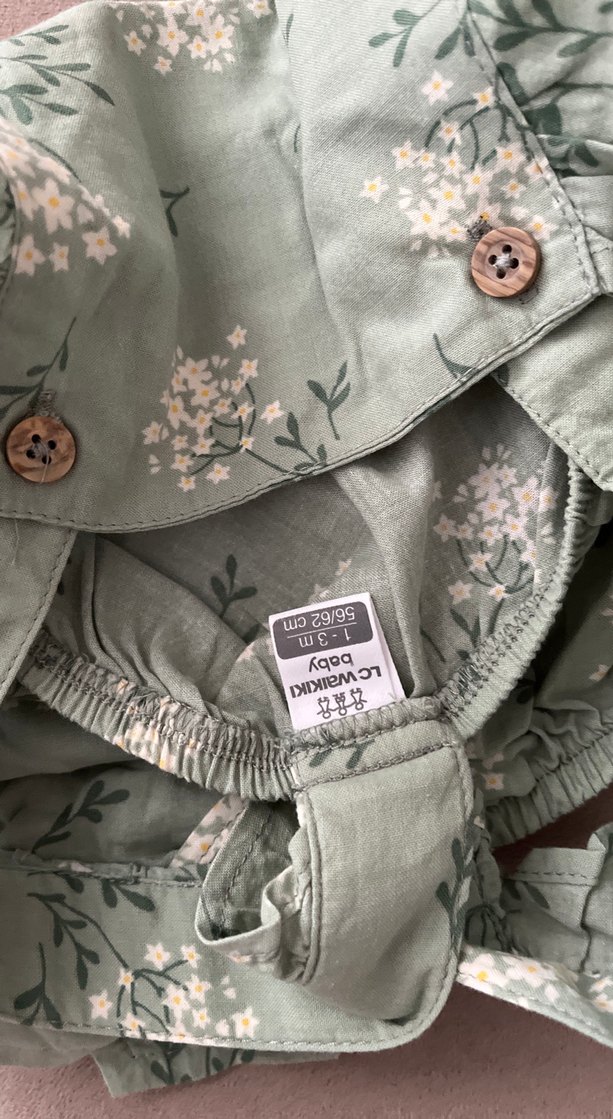 Yeşil Çiçekli Bebek Kız Tulum - Görsel 3