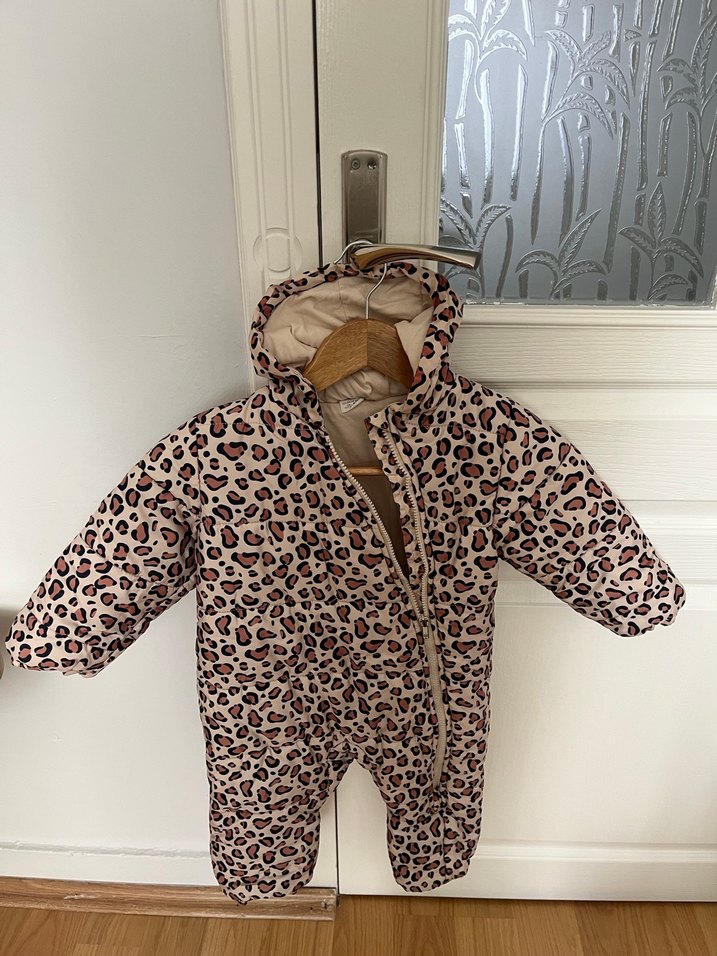Kahverengi Leopar Desenli Kürklü Bebek Tulumu - Görsel 2