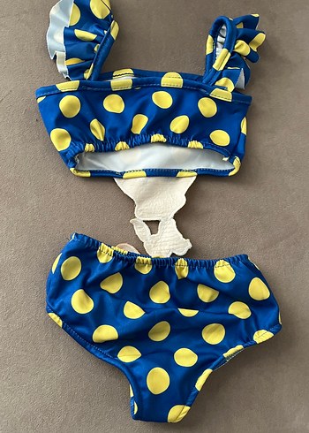 Mavi Sarı Puantiyeli Tweety Desenli Kız Bikini - Görsel 2