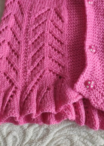 Pembe Bohem Örgü Kız Hırka - Görsel 3