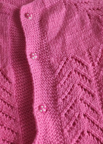 Pembe Bohem Örgü Kız Hırka - Görsel 2