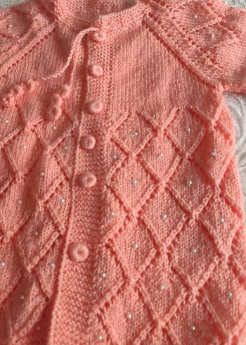 Kız Çocuk Pembe Örgü Bohem Hırka - Görsel 2