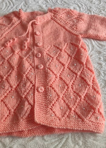 Kız Çocuk Pembe Örgü Bohem Hırka - Görsel 4