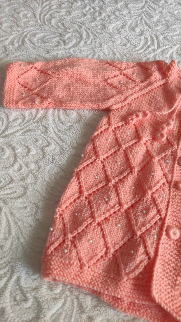 Kız Çocuk Pembe Örgü Bohem Hırka - Görsel 3