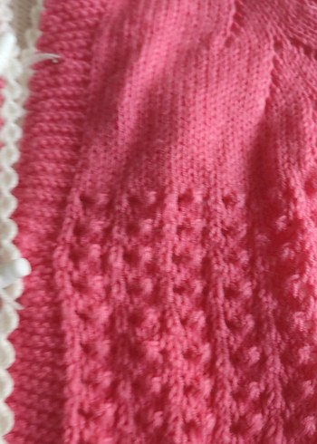 Kapüşonlu Pembe Kız Örgü Hırka - Görsel 2