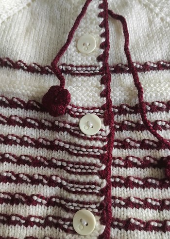 Bordo Örgü Kolsuz Kız Çocuk Yeleği - Görsel 2