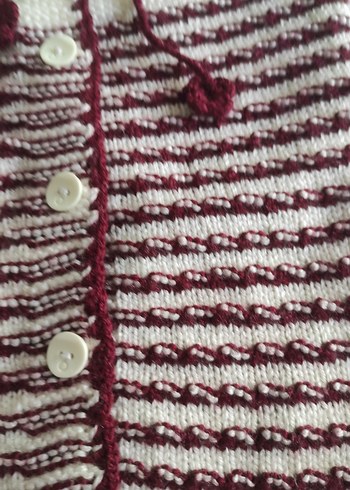 Bordo Örgü Kolsuz Kız Çocuk Yeleği - Görsel 3