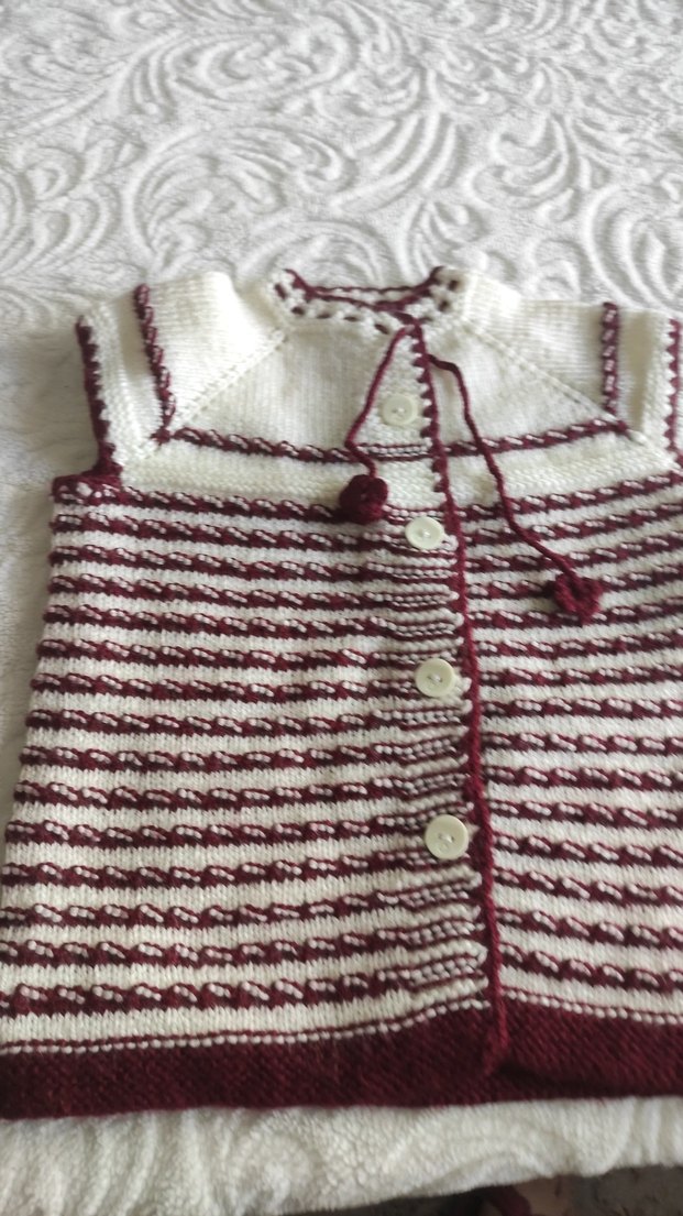 Bordo Örgü Kolsuz Kız Çocuk Yeleği - Görsel 4