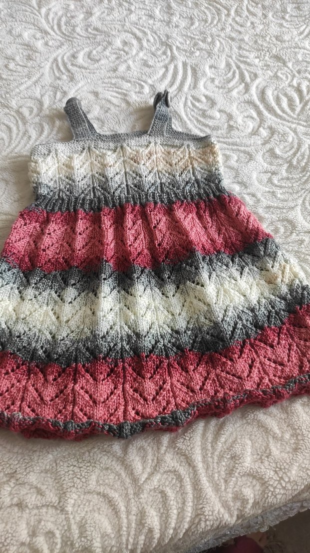 Çok Renkli Örgü Kız Elbisesi - Görsel 3