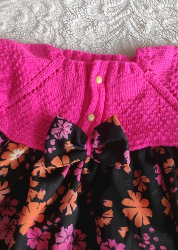 Pembe Straplez Çiçekli Kız Çocuk Elbise - Görsel 2