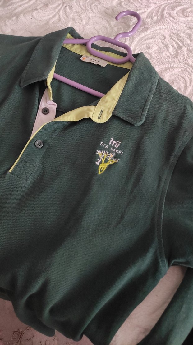 Düğmeli Beyaz Pamuklu Erkek Polo Yaka Tişört doğa koleji tişört - Görsel 3