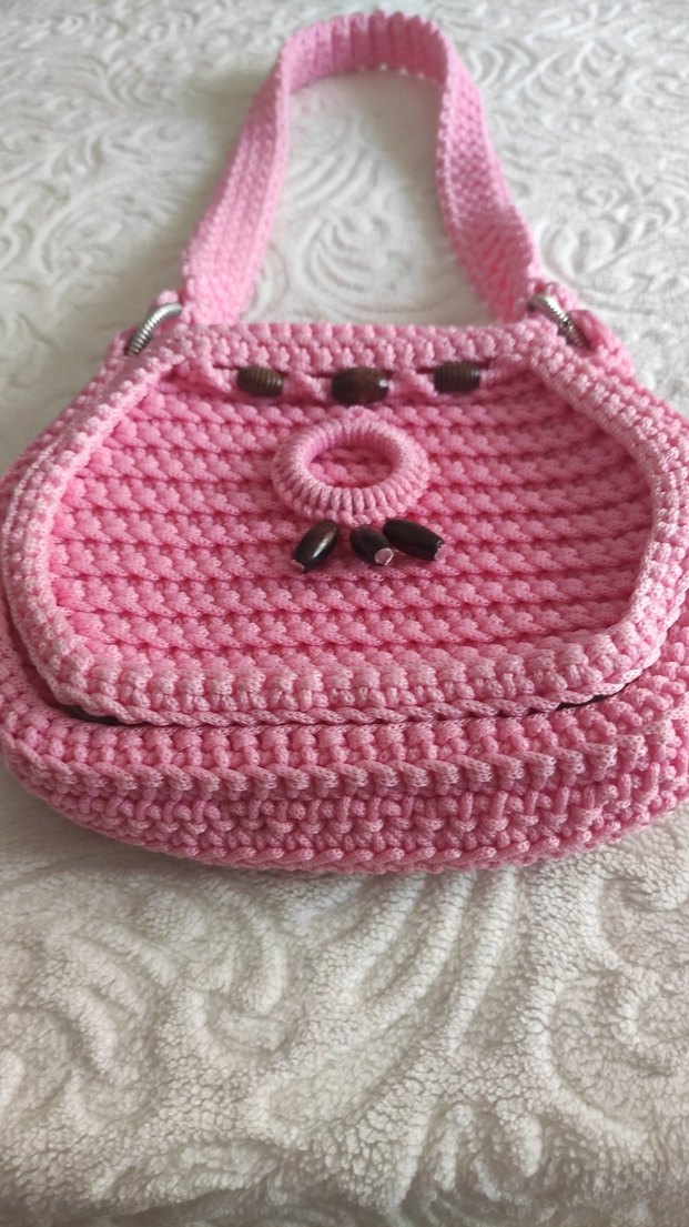 Pembe Örgü Kadın Çanta - Görsel 3