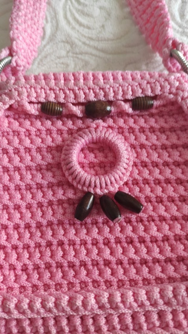 Pembe Örgü Kadın Çanta - Görsel 2