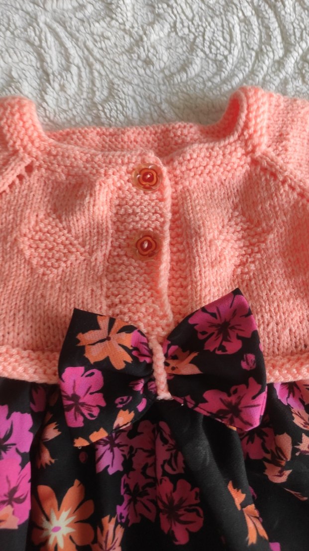 Çiçek Desenli Örgü Kız Çocuk Elbise - Görsel 2