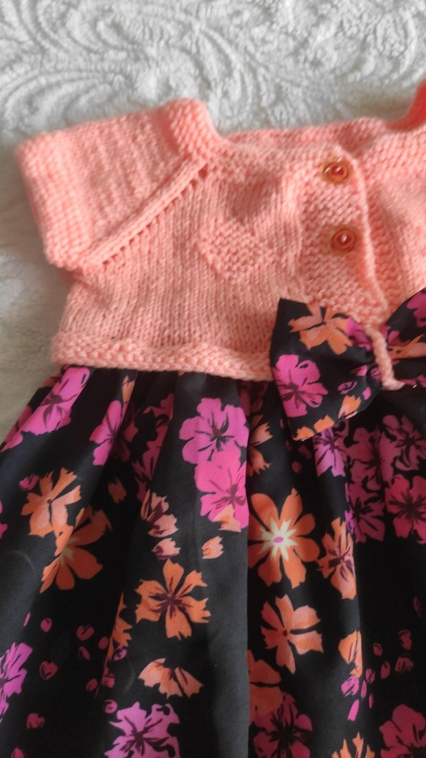 Çiçek Desenli Örgü Kız Çocuk Elbise - Görsel 3