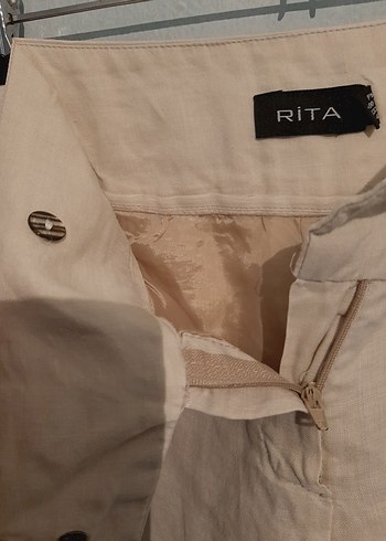 Bej Kemerli Bol Kesim Keten Pantolon - Görsel 3