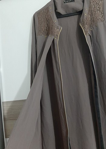 Uzun Kahverengi Nakışlı  Elbise - Görsel 2