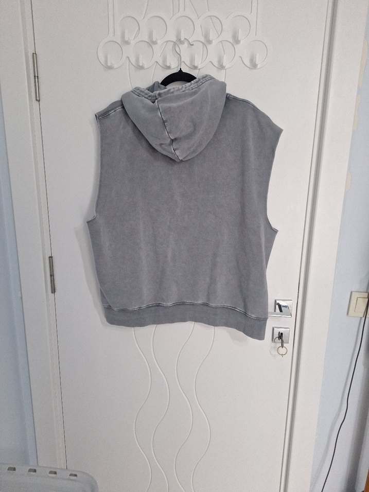 Gri Kolsuz Kapüşonlu Sweatshirt - Görsel 4