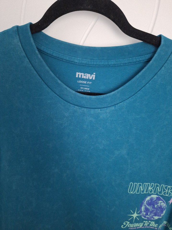 Erkek Mavi Baskılı Tişört - Görsel 4