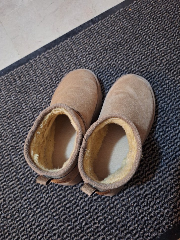 Bej Süet Kadın Kürklü kisa Bot - Görsel 4