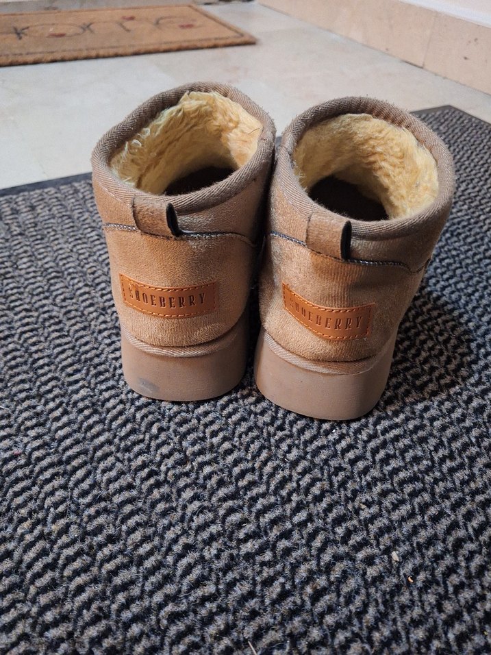 Bej Süet Kadın Kürklü kisa Bot - Görsel 5