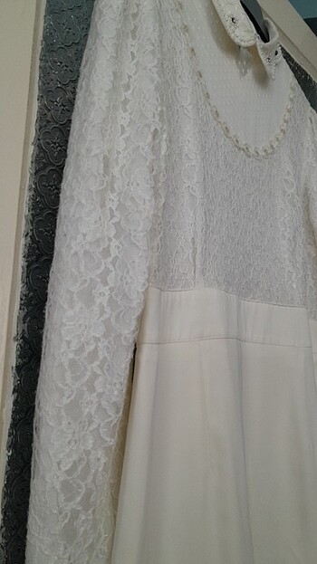 46 Beden beyaz Renk Beyaz küpürlü abiye elbise