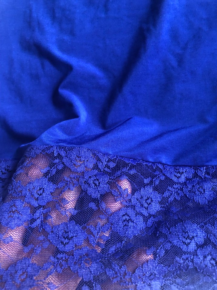 Lacivert İnce Askılı Midi Kadın Gecelik - Görsel 4