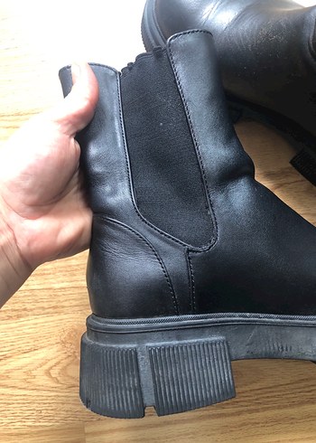 36 Beden Siyah Deri Platform Topuklu Goth Bot