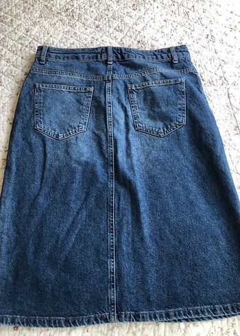 38 Beden mavi Renk Düğmeli Mavi Kadın Denim Midi Etek