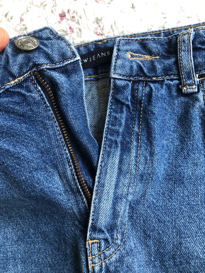 Düğmeli Mavi Kadın Denim Midi Etek - Görsel 3