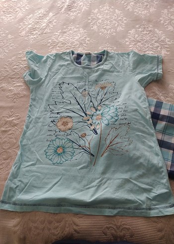 m Beden Mavi Desenli Kadın Kısa Pijama Takımı