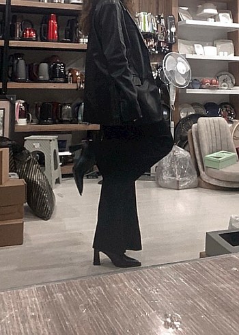 Siyah Deri Stiletto Topuklu Kadın Bot - Görsel 10