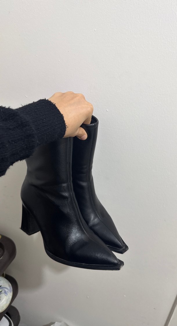 Siyah Deri Stiletto Topuklu Kadın Bot - Görsel 2