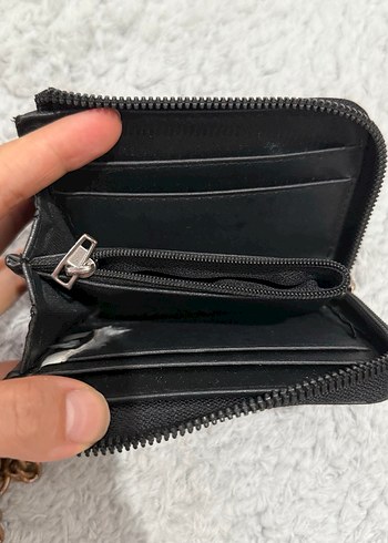 Zincir Detaylı Siyah Deri Kadın Cüzdan - Görsel 2