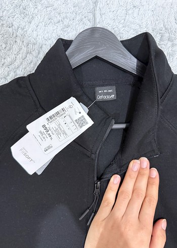 Erkek Siyah Yarım Fermuarlı Yüksek Yaka Sweatshirt - Görsel 5