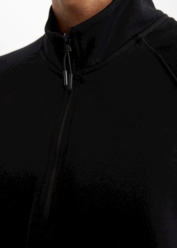 Erkek Siyah Yarım Fermuarlı Yüksek Yaka Sweatshirt - Görsel 6