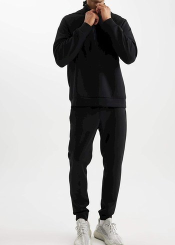 Erkek Siyah Yarım Fermuarlı Yüksek Yaka Sweatshirt - Görsel 2