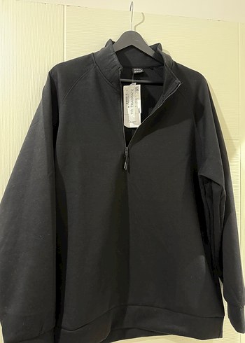 Erkek Siyah Yarım Fermuarlı Yüksek Yaka Sweatshirt - Görsel 9